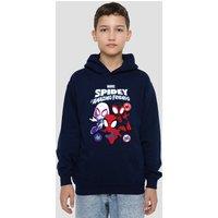 Marvel Spidey & His Amazing Friends Spidey Gwen Miles Group Youth Kids Pull-Over Hoodie, Navy | Size: 12-13 Years