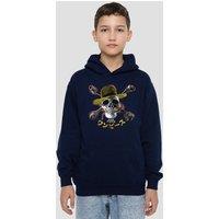 One Piece Straw Hat Jolly Roger Youth Kids Pull-Over Hoodie, Navy | Size: 5-6 Years