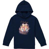 Disney Winnie The Pooh Christmas Wishes With Pooh, Tigger, Piglet Youth Kids Pull-Over Hoodie, Navy | Size: 7-8 Years