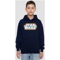 Disney Star Wars Retro Outline Logo Youth Kids Pull-Over Hoodie, Navy | Size: 5-6 Years