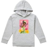 Disney The Princess & The Frog Strong Spirit With Tiana Youth Kids Pull-Over Hoodie, Athletic Heather in Grey | Size: 5-6 Years