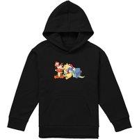 Disney Winnie The Pooh Tigger, Piglet, Eeyore Christmas Santa Hats Youth Kids Pull-Over Hoodie, Black | Size: 5-6 Years