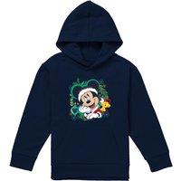 Disney Mickey Mouse Christmas Wreath Youth Kids Pull-Over Hoodie, Navy | Size: 12-13 Years