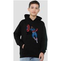 Marvel Captain America Sam Wilson Doodle Youth Kids Pull-Over Hoodie, Black | Size: 7-8 Years