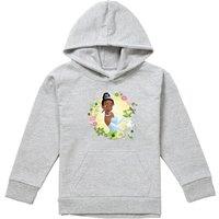 Disney The Princess & The Frog Tiana & Prince Naveen Youth Kids Pull-Over Hoodie, Athletic Heather in Grey | Size: 5-6 Years