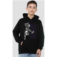 Marvel Black Panther Outline Youth Kids Pull-Over Hoodie, Black | Size: 9-11 Years