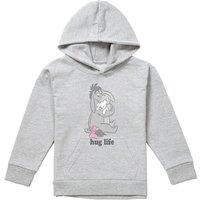 Disney Winnie The Pooh Eeyore Hug Life Valentine'S Day Youth Kids Pull-Over Hoodie, Athletic Heather in Grey | Size: 9-11 Years