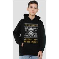 Disney Star Wars Crush The Resistance This Christmas Youth Kids Pull-Over Hoodie, Black | Size: 12-13 Years
