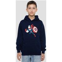 Marvel Captain America Holiday Outfit Youth Kids Pull-Over Hoodie, Navy | Size: 9-11 Years