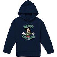 Disney Mickey Mouse Christmas Jumper Youth Kids Pull-Over Hoodie, Navy | Size: 12-13 Years