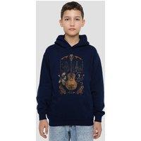 Disney Coco Painted Poster With Guitar, Ernest, Miguel & Hector Youth Kids Pull-Over Hoodie, Navy | Size: 9-11 Years