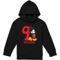 Disney Mickey Mouse 9Th Birthday Shirt Youth Kids Pull-Over Hoodie, Black | Size: 7-8 Years