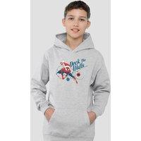 Marvel Spiderman Deck The Walls Youth Kids Pull-Over Hoodie, Athletic Heather in Grey | Size: 9-11 Years