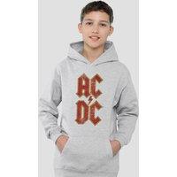 AC/DC ACDC Stack Logo Youth Kids Pull-Over Hoodie, Athletic Heather in Grey | Size: 7-8 Years