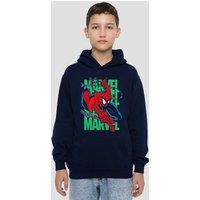 Marvel Spiderman Wall Crawling Youth Kids Pull-Over Hoodie, Navy | Size: 12-13 Years