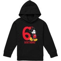 Disney Mickey Mouse 6Th Birthday Shirt Youth Kids Pull-Over Hoodie, Black | Size: 9-11 Years