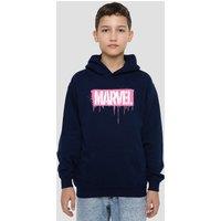 Marvel Graffiti Brick Pink Youth Kids Pull-Over Hoodie, Navy | Size: 9-11 Years