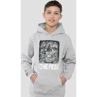 One Piece Poster T-Shirt Youth Kids Pull-Over Hoodie, Athletic Heather in Grey | Size: 9-11 Years