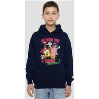 Nickelodeon Spongebob Crabby Christmas Youth Kids Pull-Over Hoodie, Navy | Size: 9-11 Years