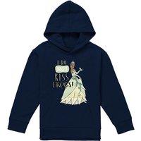 Disney The Princess & The Frog Tiana Does Not Kiss Frogs Youth Kids Pull-Over Hoodie, Navy | Size: 9-11 Years