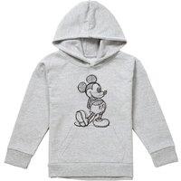 Disney Mickey Sketch Youth Kids Pull-Over Hoodie, Athletic Heather in Grey | Size: 5-6 Years