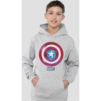 Marvel Captain America Drip Shield Youth Kids Pull-Over Hoodie, Athletic Heather in Grey | Size: 7-8 Years