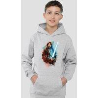 Disney Obiwan Kenobi Kenobi Painted Youth Kids Pull-Over Hoodie, Athletic Heather in Grey | Size: 9-11 Years