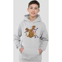 Marvel Guardians Of The Galaxy Groot Christmas Lights Youth Kids Pull-Over Hoodie, Athletic Heather in Grey | Size: 7-8 Years