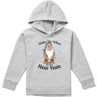 Disney Snow White Sleepy, Wake Me When It'S The New Year Youth Kids Pull-Over Hoodie, Athletic Heather in Grey | Size: 9-11 Years