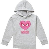 Marvel Comics Spiderman Heart Youth Kids Pull-Over Hoodie, Athletic Heather in Grey | Size: 7-8 Years