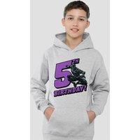 Marvel Black Panther Birthday 5 Youth Kids Pull-Over Hoodie, Athletic Heather in Grey | Size: 9-11 Years