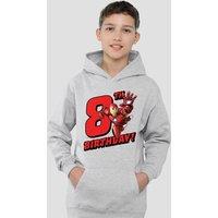 Marvel Iron Man Birthday 8 Youth Kids Pull-Over Hoodie, Athletic Heather in Grey | Size: 12-13 Years