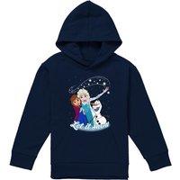Disney Frozen Elsa Anna Olaf Let It Snow Youth Kids Pull-Over Hoodie, Navy | Size: 9-11 Years