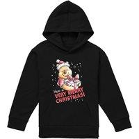 Disney Winnie The Pooh Have A Very Merry Christmas Youth Kids Pull-Over Hoodie, Black | Size: 7-8 Years