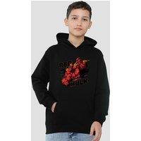 Marvel Red Hulk Fire Youth Kids Pull-Over Hoodie, Black | Size: 9-11 Years
