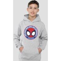 Marvel Spidey & His Amazing Friends Great Responsibility Badge Youth Kids Pull-Over Hoodie, Athletic Heather in Grey | Size: 9-11 Years
