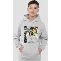 Disney Star Wars Anakin Manga Xwing Fighter Pilot Fight Youth Kids Pull-Over Hoodie, Athletic Heather in Grey | Size: 5-6 Years