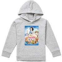 Disney Snow White Modern Movie Poster Youth Kids Pull-Over Hoodie, Athletic Heather in Grey | Size: 12-13 Years