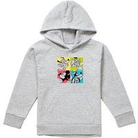 Disney Four Box Youth Kids Pull-Over Hoodie, Athletic Heather in Grey | Size: 9-11 Years