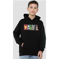 Marvel Avengers Hero Brick Logo Youth Kids Pull-Over Hoodie, Black | Size: 7-8 Years