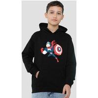 Marvel Captain America Holiday Outfit Youth Kids Pull-Over Hoodie, Black | Size: 5-6 Years