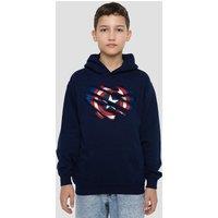 Marvel Captain America Youth Kids Pull-Over Hoodie, Navy | Size: 9-11 Years