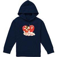 Disney Mickey Mouse Vintage Valentine'S Day Luv You Lots Youth Kids Pull-Over Hoodie, Navy | Size: 12-13 Years