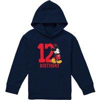 Disney Mickey Mouse 12Th Birthday Shirt Youth Kids Pull-Over Hoodie, Navy | Size: 12-13 Years