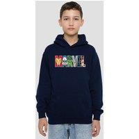 Marvel Avengers Hero Brick Logo Youth Kids Pull-Over Hoodie, Navy | Size: 12-13 Years