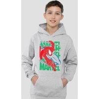 Marvel Wall Crawling Spiderman Youth Kids Pull-Over Hoodie, Athletic Heather in Grey | Size: 9-11 Years