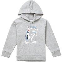 Disney Frozen Chillin Like Olaf 7Th Birthday Youth Kids Pull-Over Hoodie, Athletic Heather in Grey | Size: 7-8 Years
