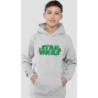 Disney Star Wars Christmas Lights Logo Youth Kids Pull-Over Hoodie, Athletic Heather in Grey | Size: 7-8 Years