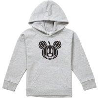 Disney Mickey Mouse Pumpkin Head Youth Kids Pull-Over Hoodie, Athletic Heather in Grey | Size: 9-11 Years