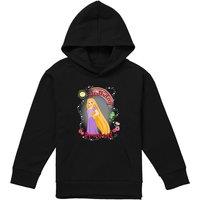 Disney Tangled Birthday Princess With Rapunzel & Pascal Youth Kids Pull-Over Hoodie, Black | Size: 9-11 Years